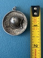 RARE 1940 Vintage Mexico Eagle .925 Sterling Silver Sombrero Hat Pendant Charm