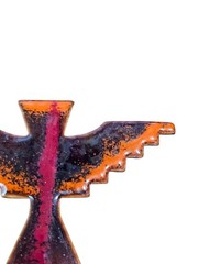 Vintage Enamel Thunderbird Brooch Copper Tone Southwest Native Style Bird Pin