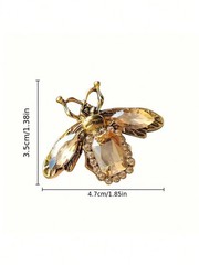 Vintage Baroque Bee Brooch – Gold Zinc Alloy Insect Pin With Faceted Gemstone