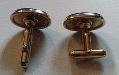 Vintage Gold Tone Oval Cufflinks Reddish Oval Set Bullet Back