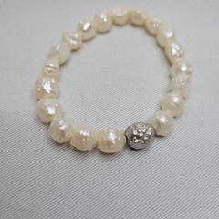 Baroque Pearl Bracelet 925 Sterling 8″ 7-10mm Genuine Luster Feminine