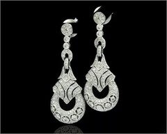 Art Deco Style Lab Created Diamond Wedding Drop 14K White Gold Finish Earrings