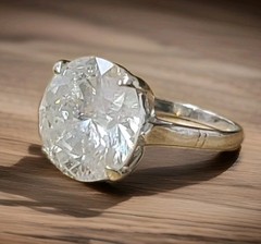14k White Gold Vintage Filigree Engagement Ring 9.75CT.Natural Round Diamond Cut