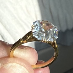 Art Deco Style 3.5Ct Asscher Cut Lab Created Diamond 14K Gold FN Engagement Ring
