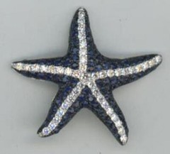 2.46CT DIAMOND & AAA SAPPHIRE 14KT WHITE GOLD 3D LUCKY STARFISH FLOATING PENDANT
