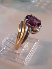 Vintage Oval Cut Amethyst Cocktail Band Ring Size 7 Sterling Silver