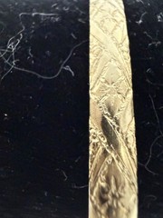 Vintage Lot 3 Piece Gold Tone Bangle Bracelets 1 Signed Monet, Etched Geometric