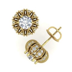 2.5Ct Art Deco Round Lab Created Diamond Wedding 14K Yellow Gold Filled Earrings