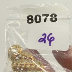 Vintage Brooch Clear Rhinestones Faux Pearls Gold Tone Swirls 2.5 Inches