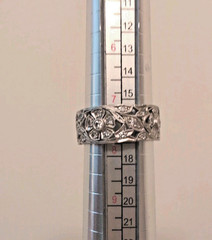 Platinum Antique Vintage Art Deco Diamond Floral Eternity Ring Band 7.5