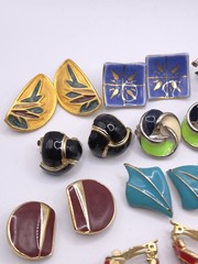Vtg To Mod Clip On Earring Lot Enamel 15 Pair Colorful