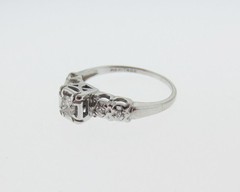 Estate Genuine Diamonds Solid 14k White Gold Engagement Ring FREE Sizing