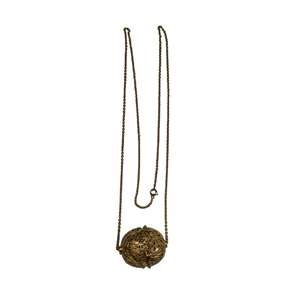 Metropolitan Museum Of Art Oval Gold Filigree Bead Necklace 24”