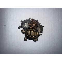 Vintage JJ Jonette Mixed Metal Quadruple Turtle Brooch