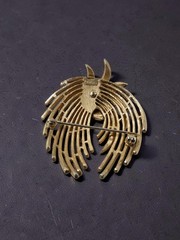 Vintage Crown Trifari Gold Tone Brooch Pin MCM Mid-Century Modern