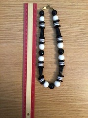 Arthur David Signed Black & White Various Size Beaded Necklace