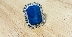 Antique/Vintage Sterling Silver Lapis Lazuli And Marcasite Ring. Art Deco