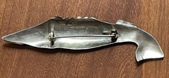 Beautiful Vintage Solid 925 Sterling Silver Fish Brooch / Pin