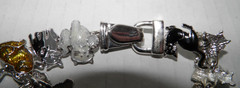Vintage Silver Plate Enamel Cat Link Bracelet 7 1/4″ Magnetic Clasp Closure EUC