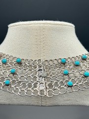 Vintage Taxco Sterling Mesh Link Necklace(14in) & Bracelet (6.75in) Set 130.87gm