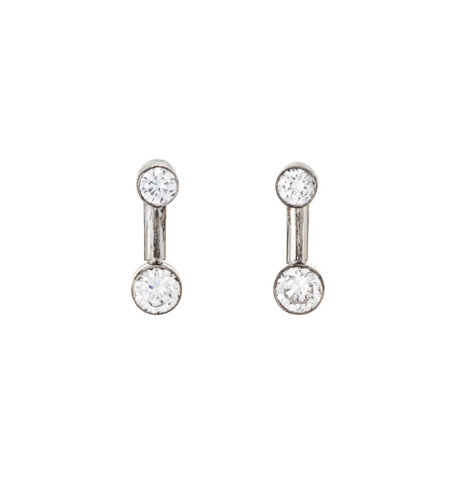 Vintage Portuguese 0.80ct Diamond Earrings 9k White Gold Drops Fine Jewelry