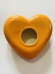 Vintage Solid Orange Heart Scarf Ring Large Ceramic 3.5″ x 3″