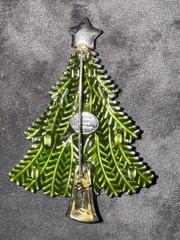 Avon Christmas Tree Dangling Rhinestone Ornaments 2008 5th Annual Brooch Pin 3″