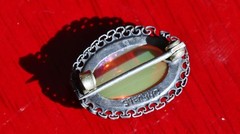 925 sterling silver brooch 5.20ct crystal opal pin 1900’s antique 3.1gr N3035