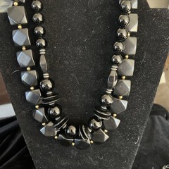Lot 1950s 1960s Necklaces Black Bubble Style Costume Jewelry
