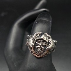 Viking Odin Wolf Ring Silver Tone Size 10.75
