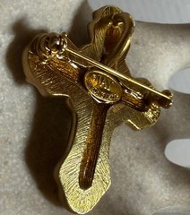 Jay Strongwater Swarovski Goldtone Crystal Faux Pearl Cross Brooch Pin