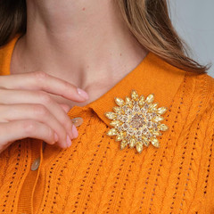 Colorful Rhinestone Crystal Sunflower Brooch Pin Vintage Elegant Creative Sunflo