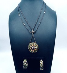 Vintage Nina Ricci Boho Chic Necklace 22″ Y-Drop and Earrings Set Celestial