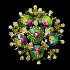 RARE Vintage Juliana D&E Watermelon Rivoli Large Statement Brooch