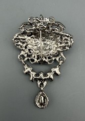 VINTAGE 1940s Eisenberg Ice Silver Tone & Brilliant Rhinestone Teardrop Brooch