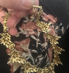 Vtg Crown Trifari Leaf Sprig Dome Two-Tone Choker & Matching 6 3/4” Bracelet Euc