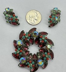 Juliana (DeLizza & Elster) Rare Brooch And Matching Clip On Earrings