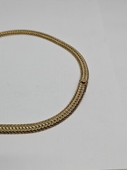 Vintage 12 KGF Thick Herringbone Style, 15.5″ Choker Necklace. 33.4Grams.
