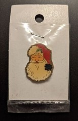 Santa Christmas Pin Brooch 1″ Ivy Bow Original Packaging Vintage R. O. S. NEW