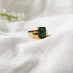 925 silver emerald ring vintage antique Handmade Size 7