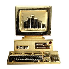AJC Brooches Computer Woman Mirror Vanity Gumball Machine Gold Silver Lot of 3