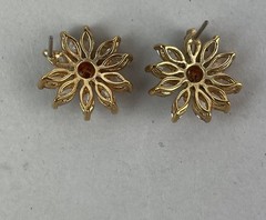 Vintage Floral Stud Marquise Cut Crystal Daisy Pierced Earrings, Gold-Tone