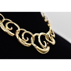 Vintage Collar Necklace Gold Tone Lightweight Metal Chain Shiny NOS 1980s BinA14