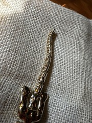 VTG Articulated Leopard Shoulder Brooch Gold Tone Amber Enamel Big Cat Pin 1980s