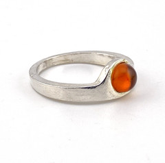 Modernist Minimalist Sterling Silver Baltic Amber Cigar Band Ring Size 8.5