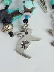 VTG Sunwest Silver Sterling Dangle Fetish Brooch Turquoise Animal Pin Zia Sun