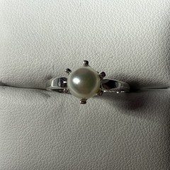 Vintage 10 Karat White Gold Pearl Solitaire Ring Size 5 3/4 10K
