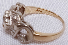 14k White & Yellow Gold Floral Diamond – Size 5.25 – 3.0g