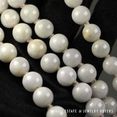 Ming’s Hawaii Pale Lavender Jade 9mm Bead 14k Yellow Gold Clasped Necklace 30″