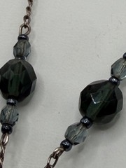 Sterling Silver Glass Blue Gray Bead Y Drop Necklace Lariat Italy 925 9.6 gram